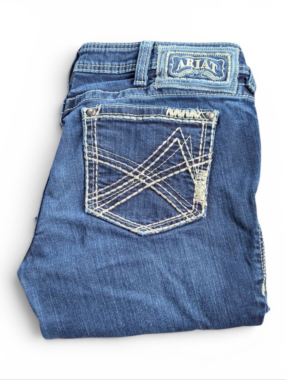 Ariat 32R Blue Jeans Onyx Bold Seams And Stitching